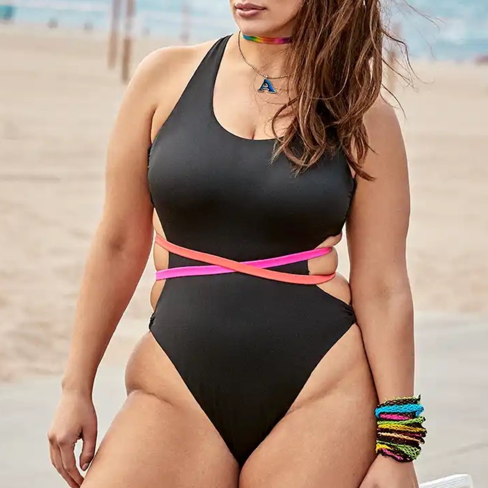 Swimsuits for All - Ashley Graham Throwback Monokini Bathing Suit